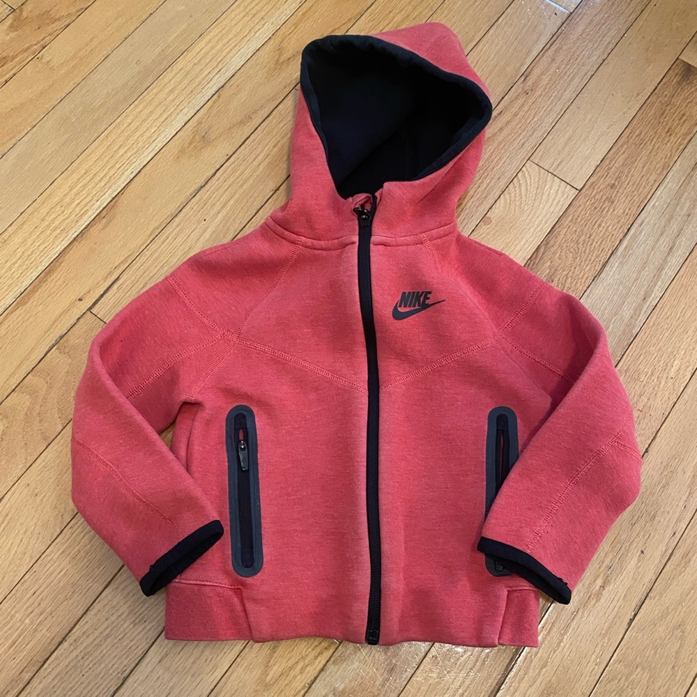 Nike Kids red & Black Hooded Zip-Up Sweatshirt